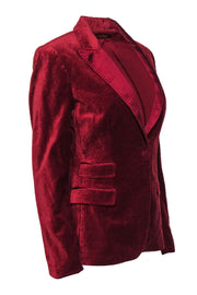 Current Boutique-Elie Tahari - Deep Red Velvet Buttoned Blazer Sz 10