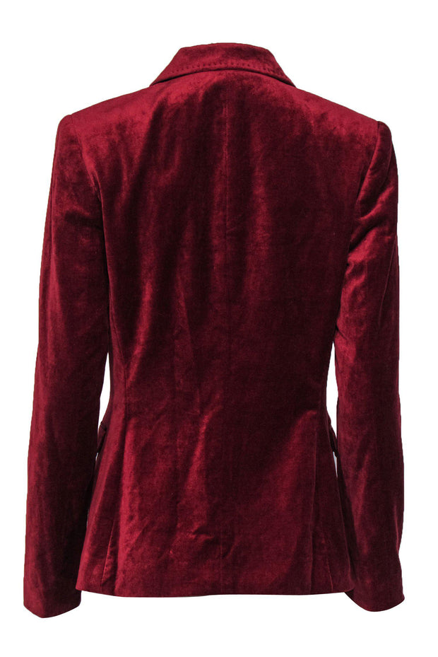 Current Boutique-Elie Tahari - Deep Red Velvet Buttoned Blazer Sz 10
