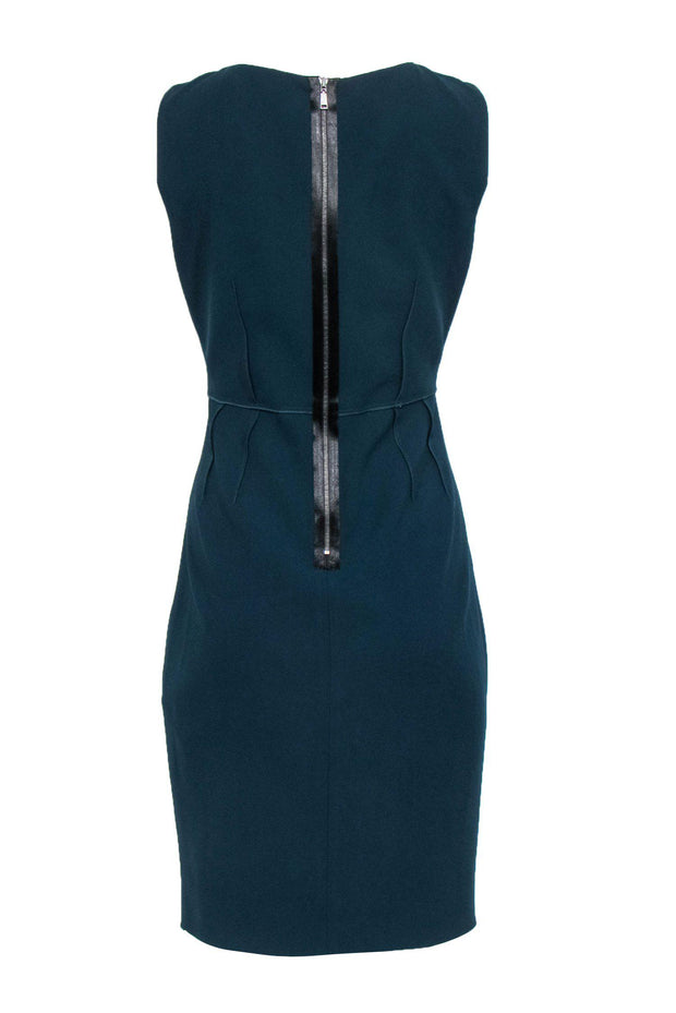 Current Boutique-Elie Tahari - Emerald Green Gathered Neck Sheath Dress Sz 8