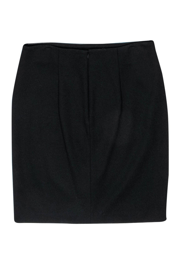 Current Boutique-Elie Tahari - Faux Leather Asymmetric Wrap Pencil Skirt Sz 14