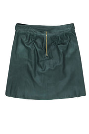 Current Boutique-Elie Tahari - Forest Green Soft Leather Skirt w/ Bow Belt Sz 12