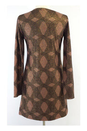 Current Boutique-Elie Tahari - Gold & Brown Geo Shift Dress Sz S