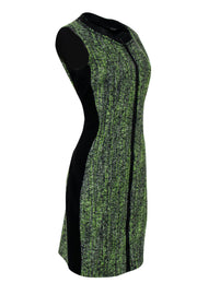 Current Boutique-Elie Tahari - Green Woven Zip-Up Sheath Dress w/ Satin Sz 10