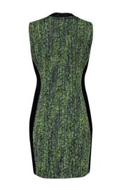 Current Boutique-Elie Tahari - Green Woven Zip-Up Sheath Dress w/ Satin Sz 10