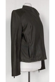 Current Boutique-Elie Tahari - Grey Asymmetrical Quilted Jacket Sz L