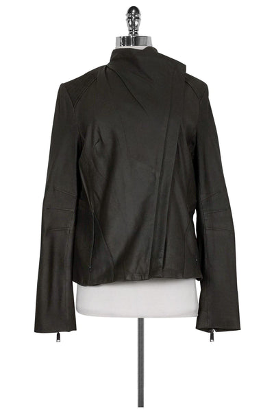 Current Boutique-Elie Tahari - Grey Asymmetrical Quilted Jacket Sz L