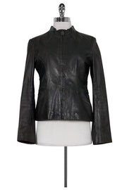 Current Boutique-Elie Tahari - Grey Leather Jacket Sz S
