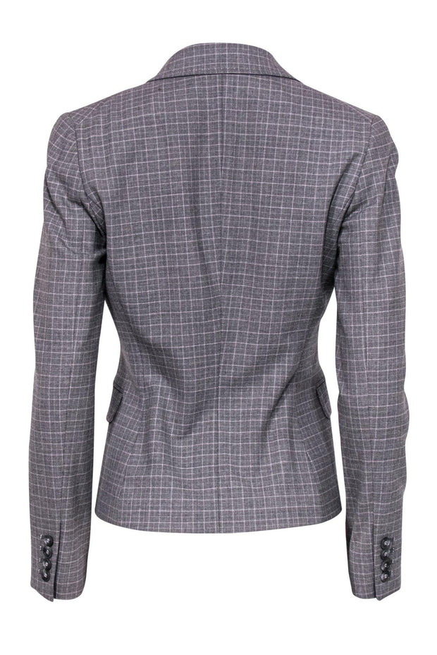 Current Boutique-Elie Tahari - Grey & Lilac Checkered Plaid Blazer Sz 4