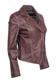 Current Boutique-Elie Tahari - Light Brown Leather Jacket w/ Contrast Stitching Sz S