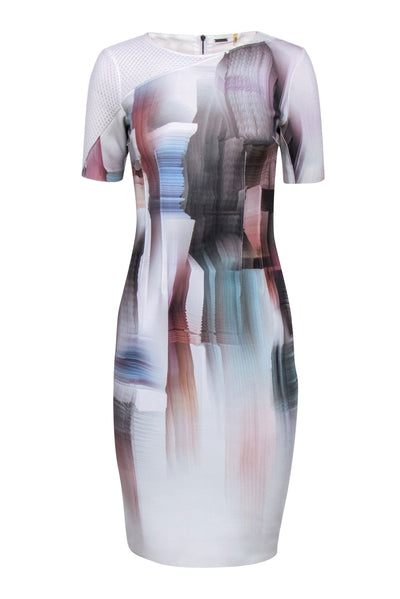 Current Boutique-Elie Tahari - Multicolor Mesh & Digital Print Neoprene Dress Sz 2