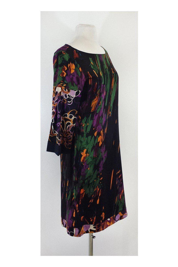 Current Boutique-Elie Tahari - Multicolor Print Silk Shift Dress Sz S