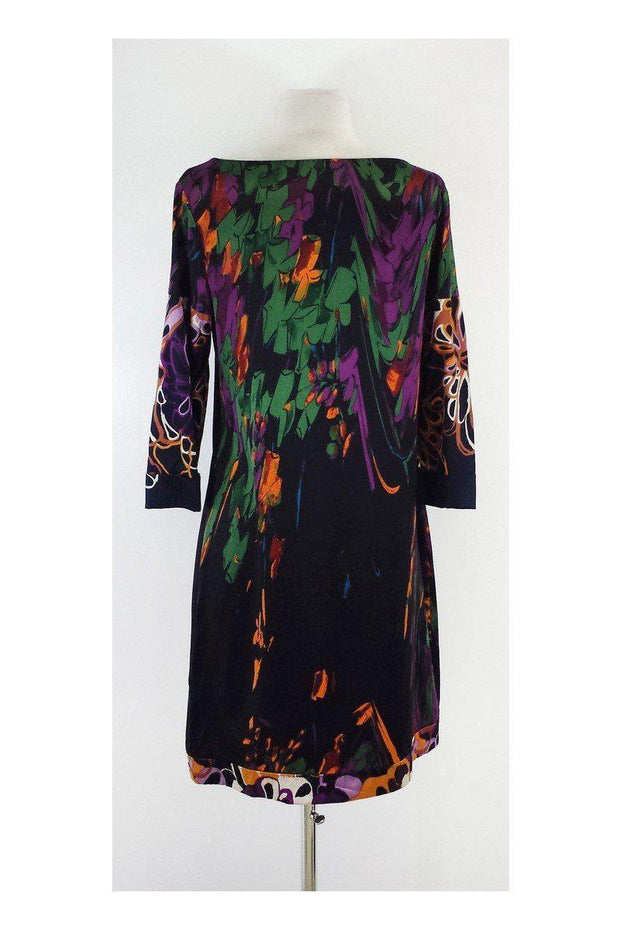 Current Boutique-Elie Tahari - Multicolor Print Silk Shift Dress Sz S