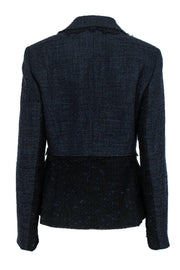 Current Boutique-Elie Tahari - Navy & Black Marbled Tweed Blazer w/ Lace Trim Sz M