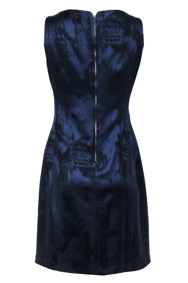 Current Boutique-Elie Tahari - Navy & Black Printed Sleeveless Boatneck Sheath Dress Sz 10