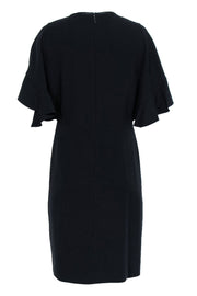 Current Boutique-Elie Tahari - Navy Blue Shift Dress w/ Keyhole & Flutter Sleeves Sz 12