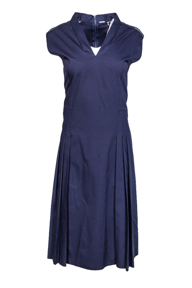 Current Boutique-Elie Tahari - Navy Cotton Blend Shift Dress Sz 14