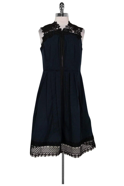 Current Boutique-Elie Tahari - Navy & Embroidered Lace Dress Sz 8