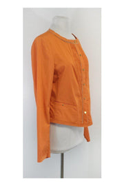 Current Boutique-Elie Tahari - Orange Button-Up Long Sleeve Top Sz 10