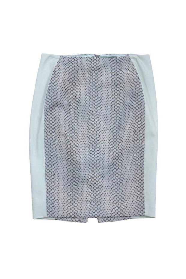 Current Boutique-Elie Tahari - Powder Blue Polka Dot Panel Pencil Skirt Sz 8