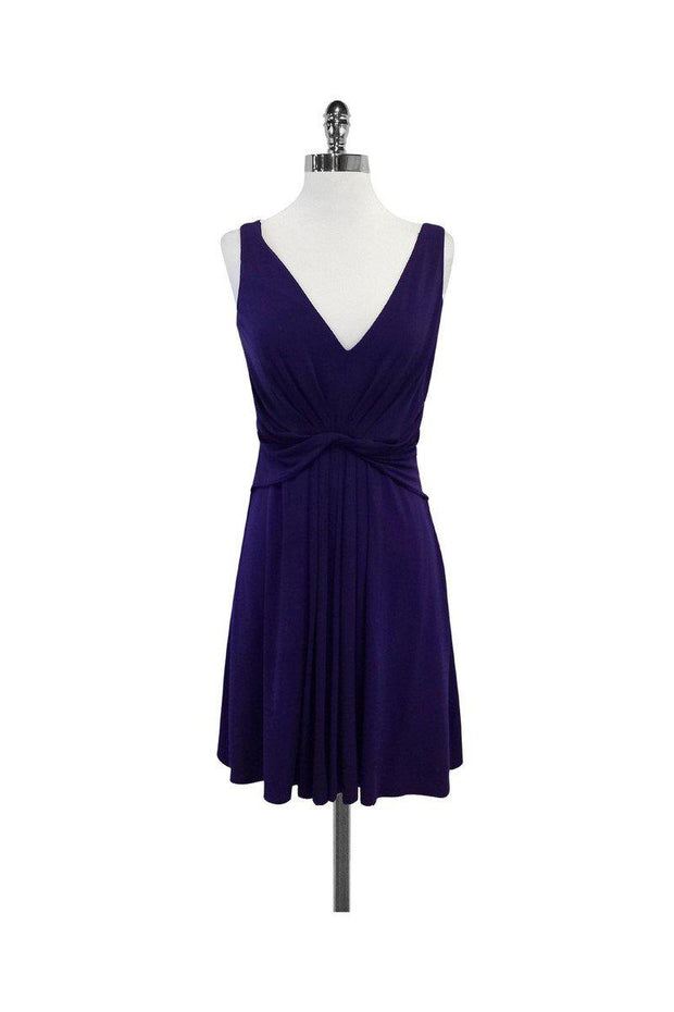 Current Boutique-Elie Tahari - Purple Sleeveless V-Neck Jersey Dress Sz S