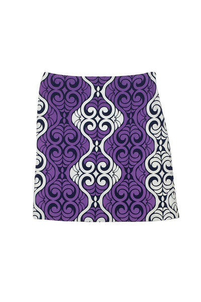 Current Boutique-Elie Tahari - Purple & White Printed Cotton Skirt Sz 0