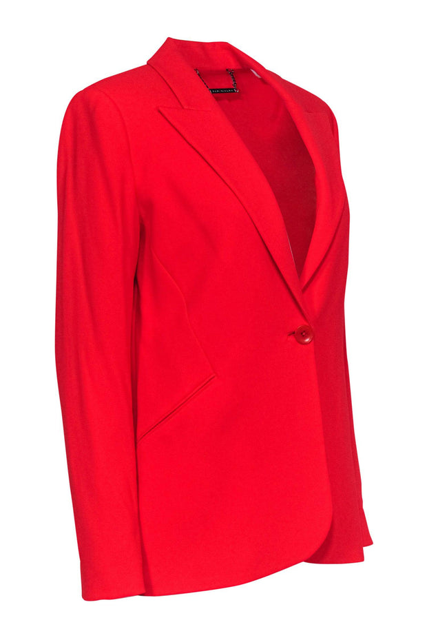 Current Boutique-Elie Tahari - Red Buttoned Blazer w/ Ruched Back Sz 10