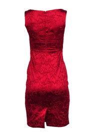 Current Boutique-Elie Tahari - Red Floral Brocade Sleeveless Sheath Dress Sz 0