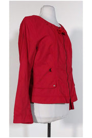 Current Boutique-Elie Tahari - Red Round Neck Zip Jacket Sz M