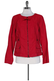 Current Boutique-Elie Tahari - Red Round Neck Zip Jacket Sz M