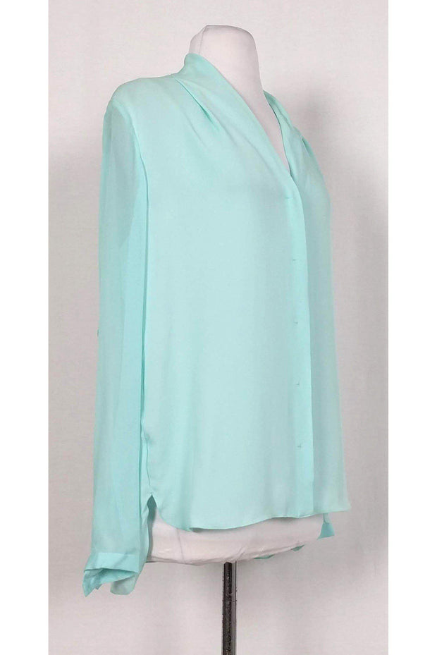 Current Boutique-Elie Tahari - Turquoise Silk Blouse Sz M