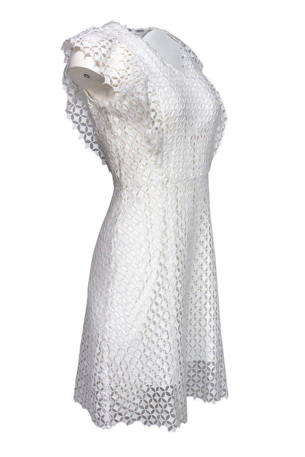 Current Boutique-Elie Tahari - White Laser Cut Dress Sz 4
