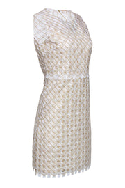Current Boutique-Elie Tahari - White & Metallic Gold "Rosaleen" Dress Sz 4
