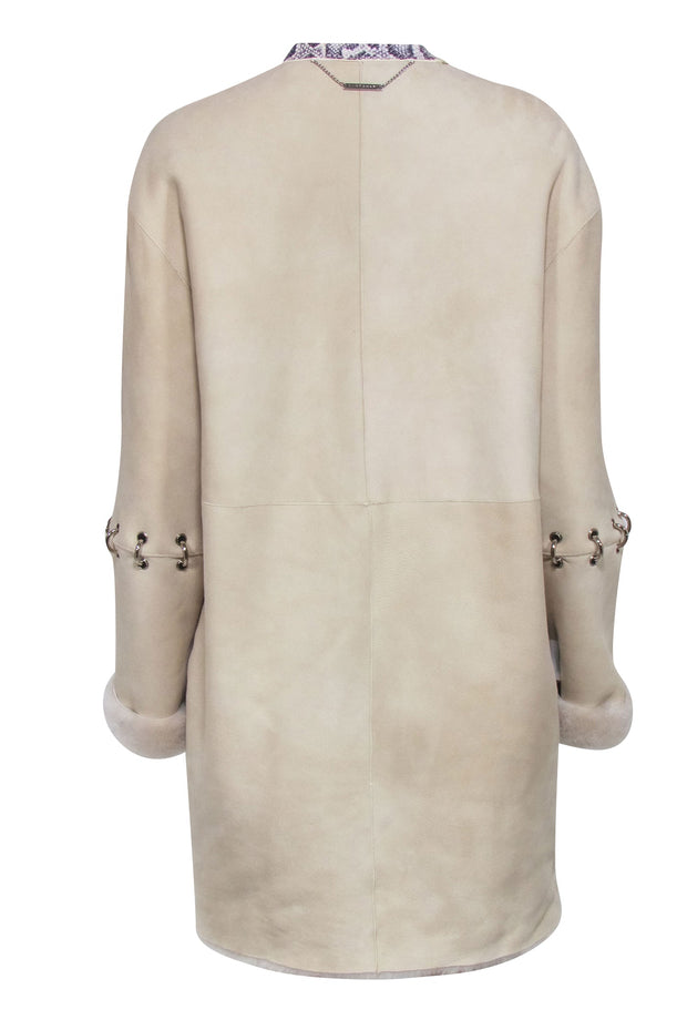 Current Boutique-Elie Tahir - Beige Lamb Leather & Fur Reversible Coat Sz M