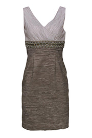 Current Boutique-Eliza J - Blush Pink & Bronze Crinkled Sheath Dress w/ Pearls & Rhinestones Sz 6