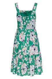 Current Boutique-Eliza J - Green Floral Print Sleeveless Ruffle Sundress w/ Pockets Sz 6