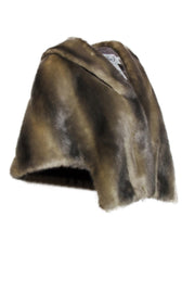 Current Boutique-Eliza J - Grey Faux Fur Cropped Cape-Style Jacket Sz L