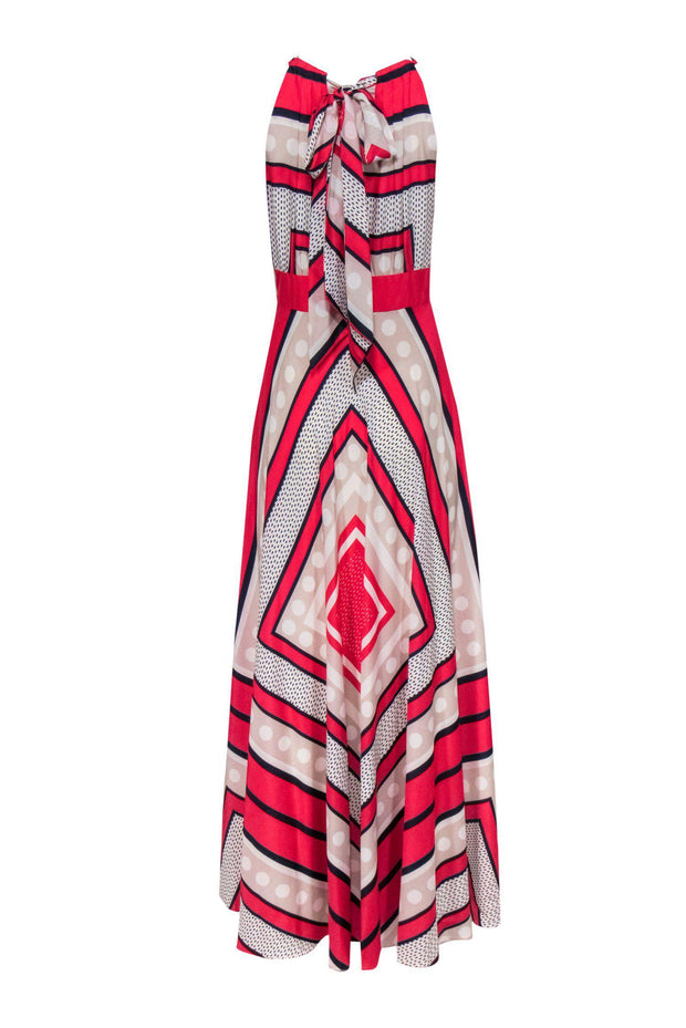 Current Boutique-Eliza J - Pink & Navy Geometric Print Halter Dress Sz 6