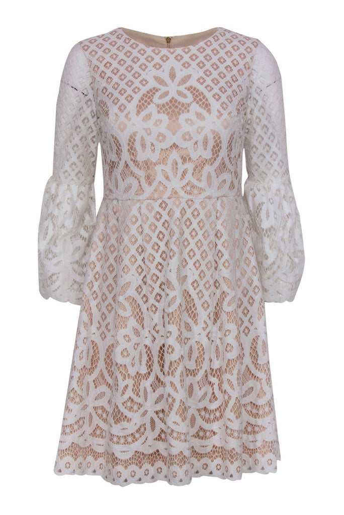 Eliza J - White Bell Sleeve Lace A-Line Dress Sz 2 – Current Boutique