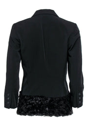 Current Boutique-Elizabeth & James - Black Button-Up Blazer w/ Faux Fur Hem Sz 6