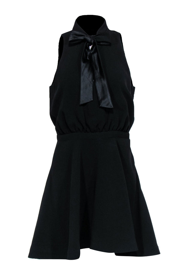 Current Boutique-Elizabeth & James - Black Fit & Flare Dress w/ V-Neck & Tie Front Sz 8