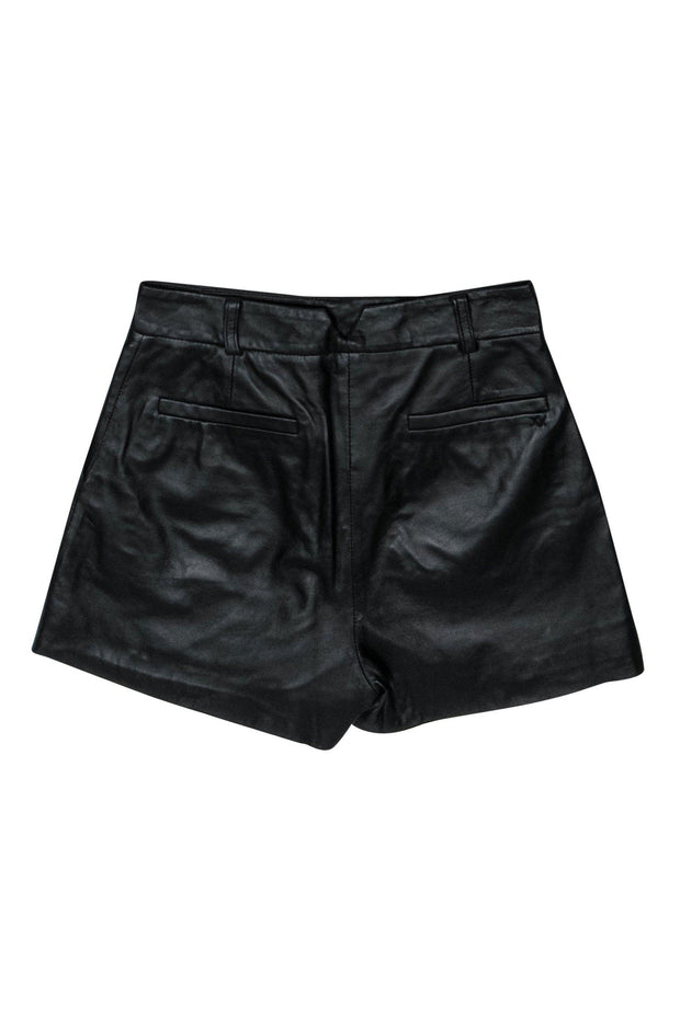 Current Boutique-Elizabeth & James - Black Leather High Waisted Shorts Sz 0
