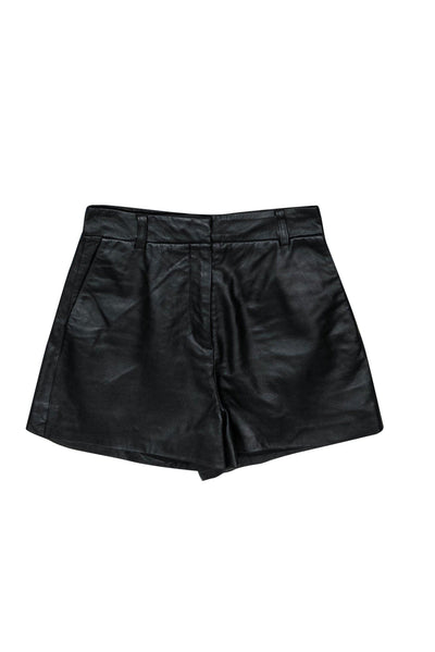 Current Boutique-Elizabeth & James - Black Leather High Waisted Shorts Sz 0