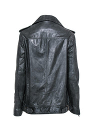 Current Boutique-Elizabeth & James - Dark Green Leather Oversized Moto Jacket Sz S