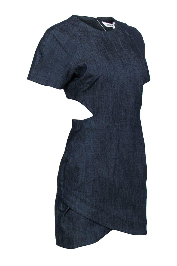 Current Boutique-Elizabeth & James - Dark Wash Denim Short Sleeve Sheath Dress w/ Cutouts Sz 8