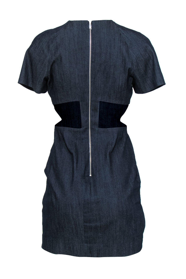Current Boutique-Elizabeth & James - Dark Wash Denim Short Sleeve Sheath Dress w/ Cutouts Sz 8