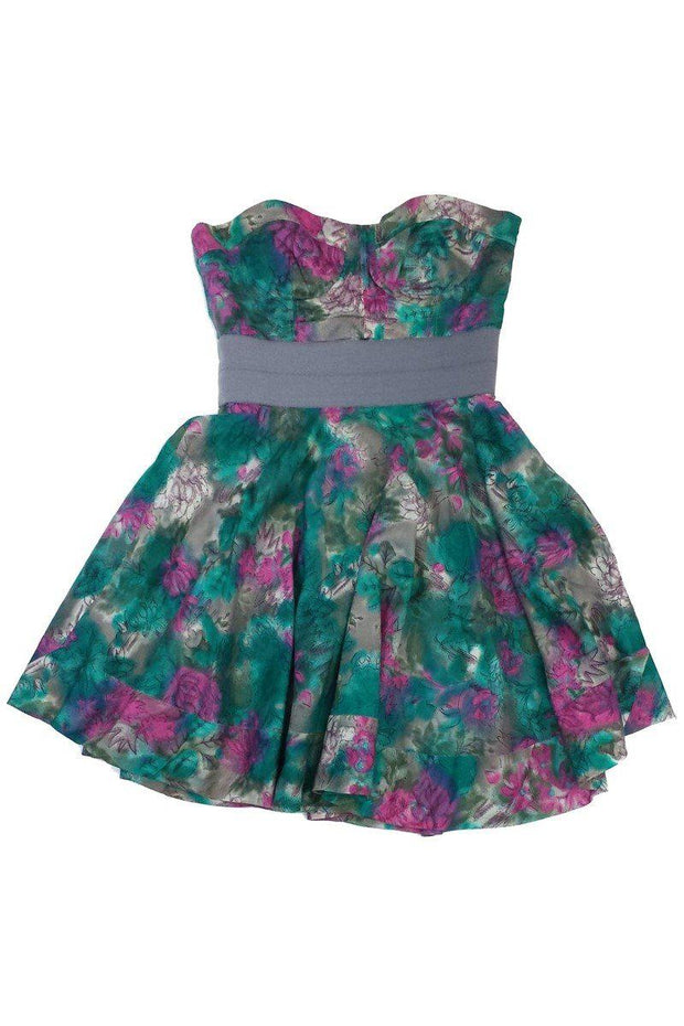 Current Boutique-Elizabeth & James - Green & Pink Watercolor Print Dress Sz 6