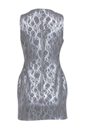 Current Boutique-Elizabeth & James - Grey Bodycon Cocktail Dress w/ Silver Metallic Abstract Print Sz 8