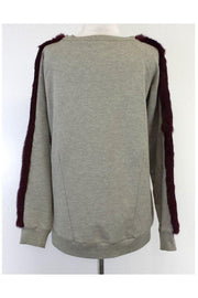 Current Boutique-Elizabeth & James - Grey & Maroon Fur Sweatshirt Sz S