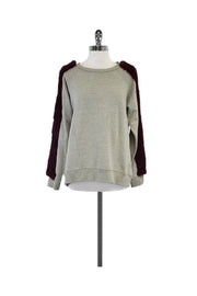Current Boutique-Elizabeth & James - Grey & Maroon Fur Sweatshirt Sz S