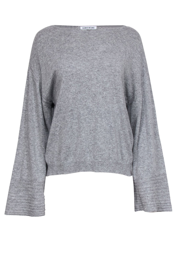 Current Boutique-Elizabeth & James - Grey Wool Blend Bell Sleeve Sweater w/ Ribbed Trim Sz XS